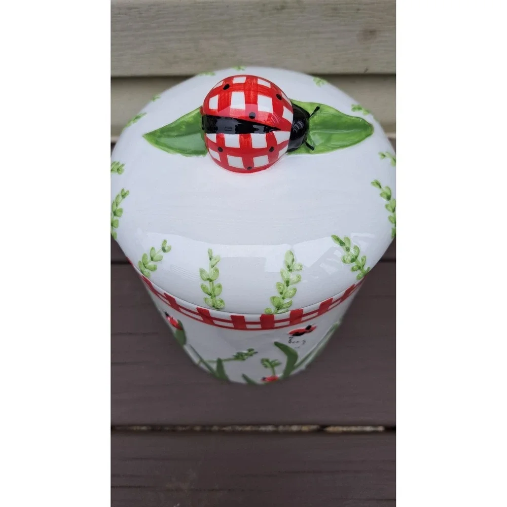 Hausenware Design By Libby Wilkle Ladybug Design Porcelain Canister Cookies Jar